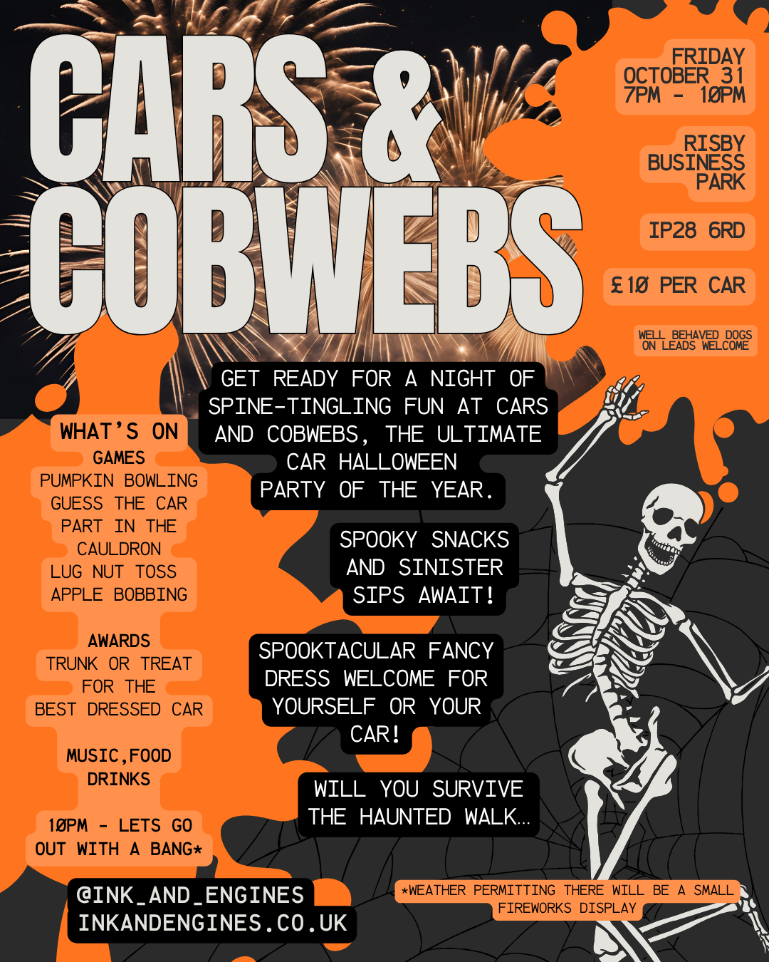 Cars and Cobwebs £10 per car/vehicle